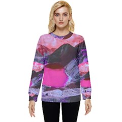 Late Night Feelings Aesthetic Clouds Color Manipulation Landscape Mountain Nature Surrealism Psicode Hidden Pocket Sweatshirt by Cemarart