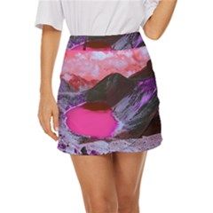 Late Night Feelings Aesthetic Clouds Color Manipulation Landscape Mountain Nature Surrealism Psicode Mini Front Wrap Skirt by Cemarart