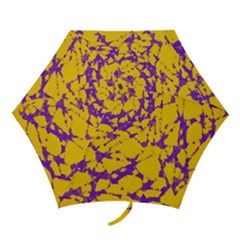 Purple And Gold Tie Dye Mini Folding Umbrella by Khoncepts