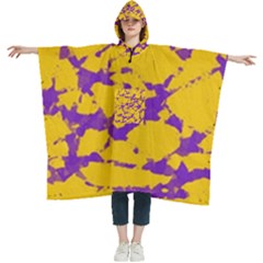 Purple And Gold Tie Dye - 72x72 Women s Hooded Rain Ponchos by Khoncepts