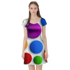 Abstract Dots Colorful Short Sleeve Skater Dress by nateshop