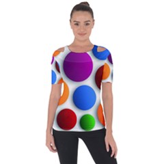 Abstract Dots Colorful Shoulder Cut Out Short Sleeve Top by nateshop