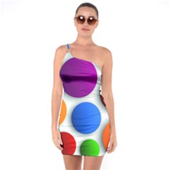 Abstract Dots Colorful One Shoulder Ring Trim Bodycon Dress by nateshop