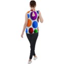 Abstract Dots Colorful Mock Neck Chiffon Sleeveless Top View2