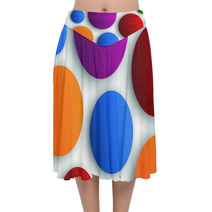 Abstract Dots Colorful Velvet Flared Midi Skirt