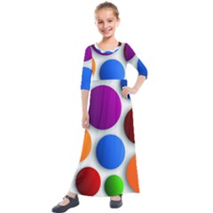 Abstract Dots Colorful Kids  Quarter Sleeve Maxi Dress by nateshop