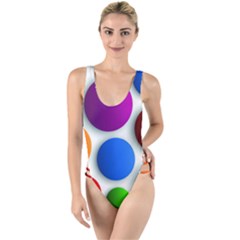 Abstract Dots Colorful High Leg Strappy Swimsuit