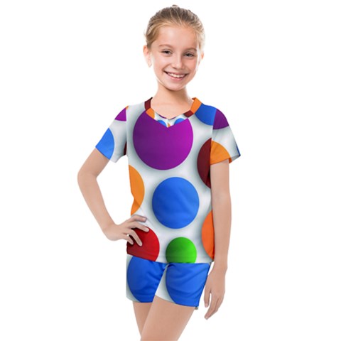 Abstract Dots Colorful Kids  Mesh T-shirt And Shorts Set by nateshop