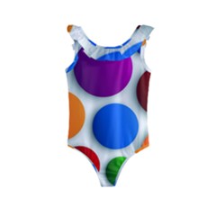 Abstract Dots Colorful Kids  Frill Swimsuit by nateshop