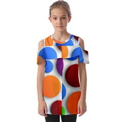 Abstract Dots Colorful Fold Over Open Sleeve Top by nateshop