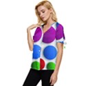 Abstract Dots Colorful Bow Sleeve Button Up Top View2