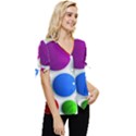 Abstract Dots Colorful Bow Sleeve Button Up Top View3