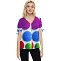 Abstract Dots Colorful Bow Sleeve Button Up Top View1