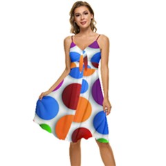 Abstract Dots Colorful Sleeveless Tie Front Chiffon Dress by nateshop