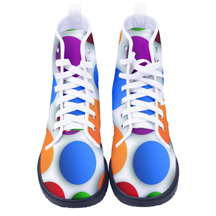 Abstract Dots Colorful Women s High-Top Canvas Sneakers