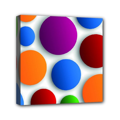 Abstract Dots Colorful Mini Canvas 6  X 6  (stretched) by nateshop