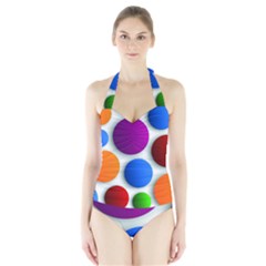 Abstract Dots Colorful Halter Swimsuit by nateshop