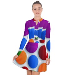 Abstract Dots Colorful Long Sleeve Panel Dress