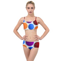 Abstract Dots Colorful Layered Top Bikini Set