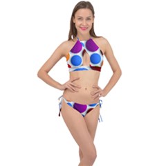 Abstract Dots Colorful Cross Front Halter Bikini Set by nateshop