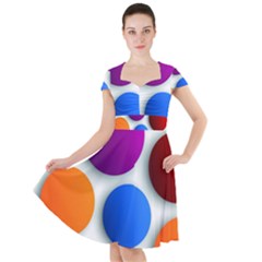 Abstract Dots Colorful Cap Sleeve Midi Dress