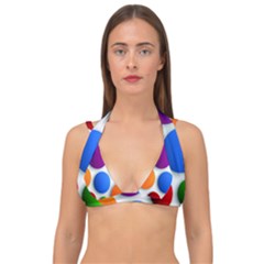 Abstract Dots Colorful Double Strap Halter Bikini Top