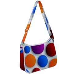 Abstract Dots Colorful Zip Up Shoulder Bag