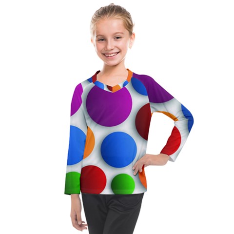 Abstract Dots Colorful Kids  Long Mesh T-shirt by nateshop