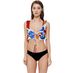 Abstract Dots Colorful Low Cut Ruffle Edge Bikini Top by nateshop