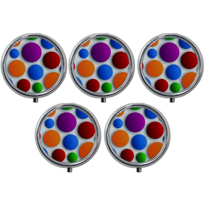 Abstract Dots Colorful Mini Round Pill Box (Pack of 5)