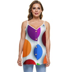 Abstract Dots Colorful Casual Spaghetti Strap Chiffon Top by nateshop