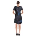 Abstract, Black, Purple, Short Sleeve V-neck Flare Dress View2