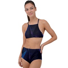 Abstract, Black, Purple, Halter Tankini Set by nateshop