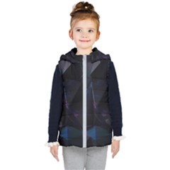 Abstract, Black, Purple, Kids  Hooded Puffer Vest by nateshop