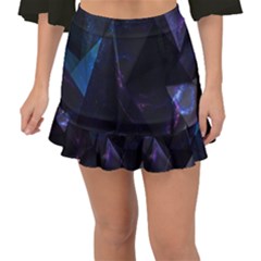 Abstract, Black, Purple, Fishtail Mini Chiffon Skirt