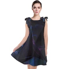 Abstract, Black, Purple, Tie Up Tunic Dress by nateshop