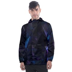 Abstract, Black, Purple, Men s Front Pocket Pullover Windbreaker