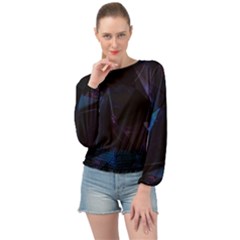 Abstract, Black, Purple, Banded Bottom Chiffon Top by nateshop