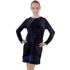 Abstract, Black, Purple, Long Sleeve Hoodie Dress by nateshop