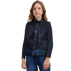 Abstract, Black, Purple, Kid s Button Up Puffer Vest	