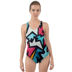 Abstract, Colorful, Colors Cut-out Back One Piece Swimsuit by nateshop