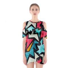 Abstract, Colorful, Colors Shoulder Cutout One Piece Dress by nateshop