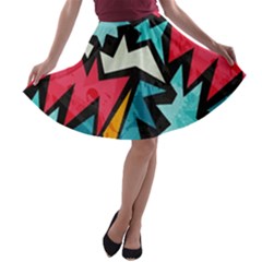 Abstract, Colorful, Colors A-line Skater Skirt by nateshop