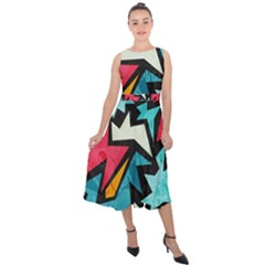 Abstract, Colorful, Colors Midi Tie-back Chiffon Dress by nateshop