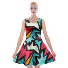 Abstract, Colorful, Colors Velvet Skater Dress by nateshop