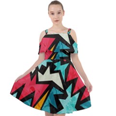 Abstract, Colorful, Colors Cut Out Shoulders Chiffon Dress by nateshop