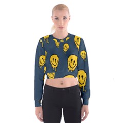 Aesthetic, Blue, Mr, Patterns, Yellow, Tumblr, Hello, Dark Cropped Sweatshirt by nateshop