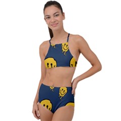 Aesthetic, Blue, Mr, Patterns, Yellow, Tumblr, Hello, Dark Halter Tankini Set by nateshop