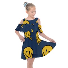 Aesthetic, Blue, Mr, Patterns, Yellow, Tumblr, Hello, Dark Kids  Shoulder Cutout Chiffon Dress by nateshop