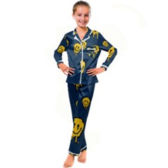 Aesthetic, Blue, Mr, Patterns, Yellow, Tumblr, Hello, Dark Kids  Satin Long Sleeve Pajamas Set by nateshop